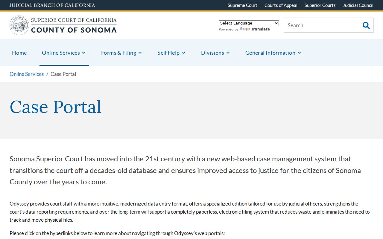 Petaluma people search at the Sonoma Superior Court case portal