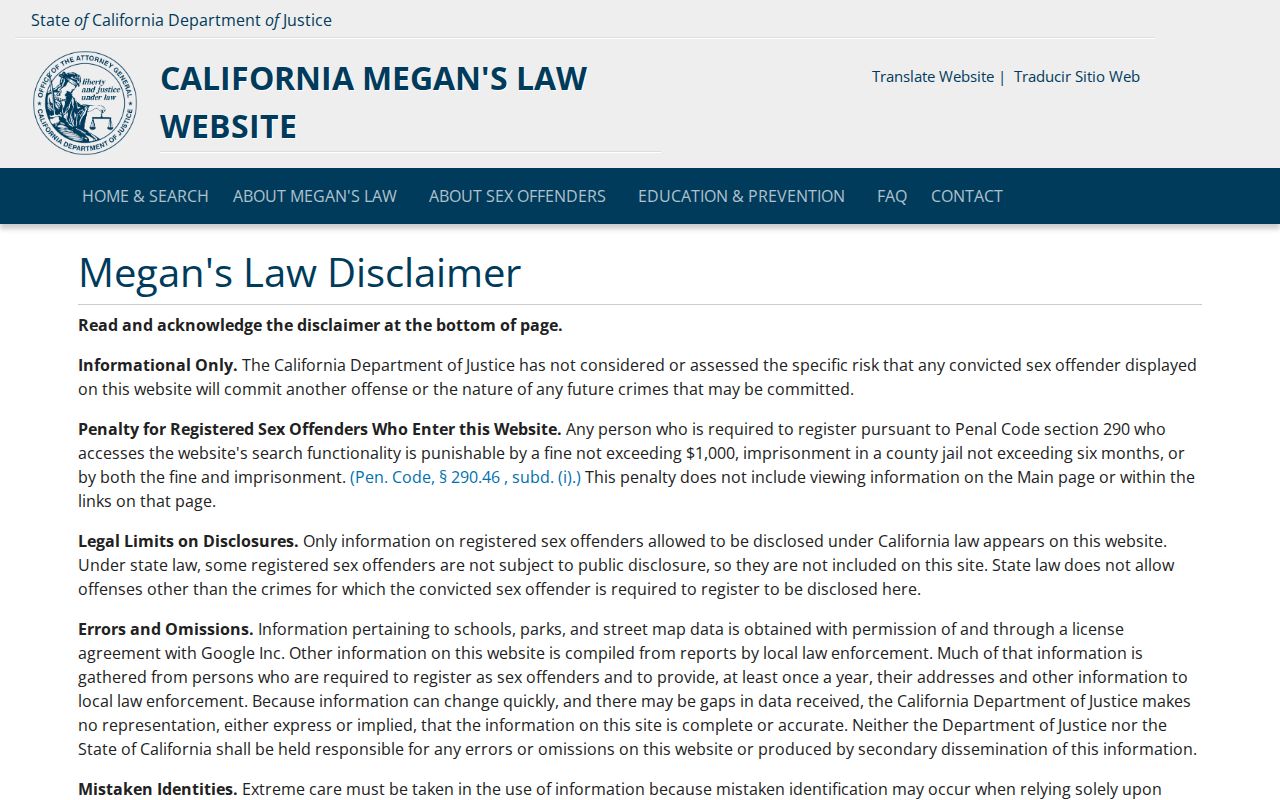 Petaluma people directories California Megan's Law registry notice