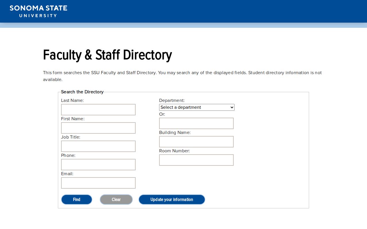 Petaluma people directories Sonoma State faculty staff directory