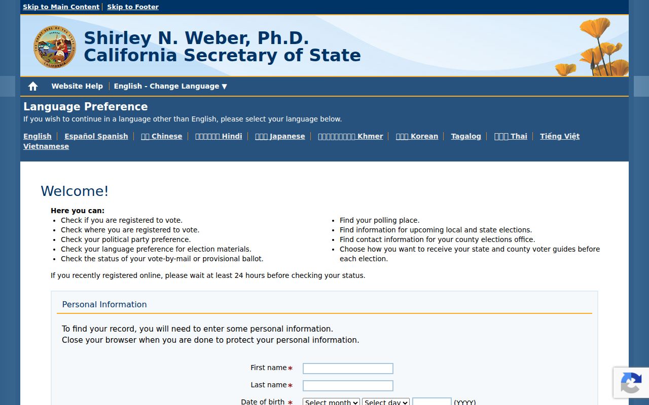 Petaluma voter registration My Voter Status lookup